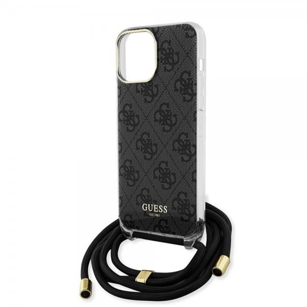 Guess iPhone 15 Pro Deksel Crossbody Cord Svart