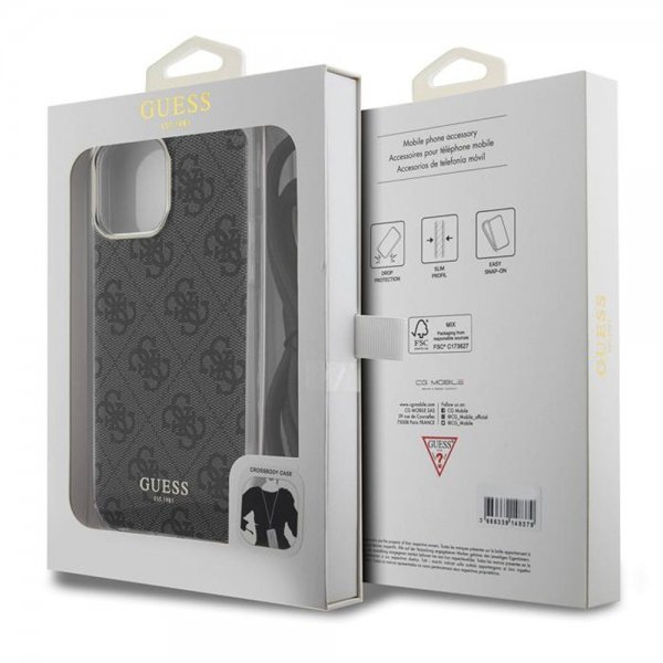 Guess iPhone 15 Pro Deksel Crossbody Cord Svart