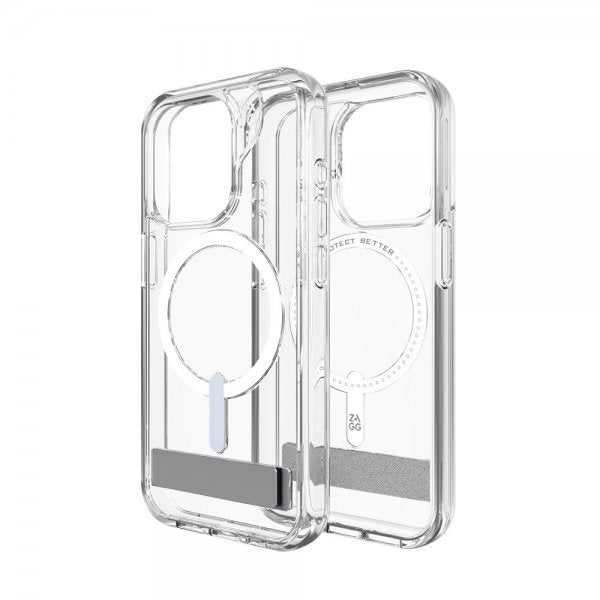 Zagg iPhone 15 Pro Deksel Crystal Palace Snap Kickstand Transparent