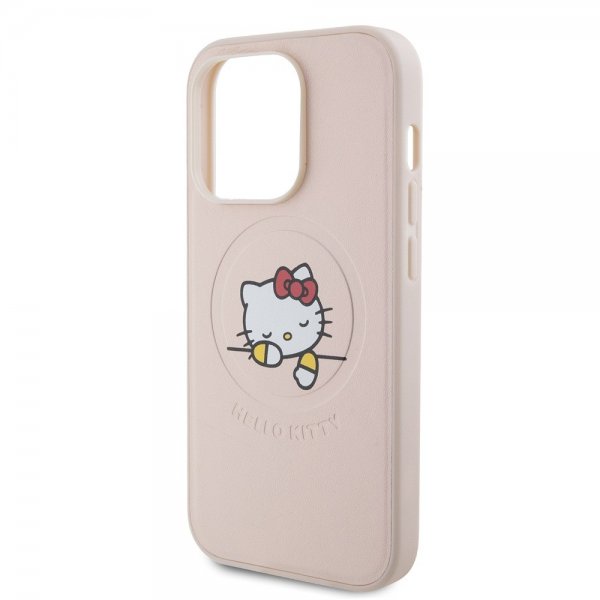 Hello Kitty iPhone 15 Pro Deksel Debossed Logo MagSafe Rosa