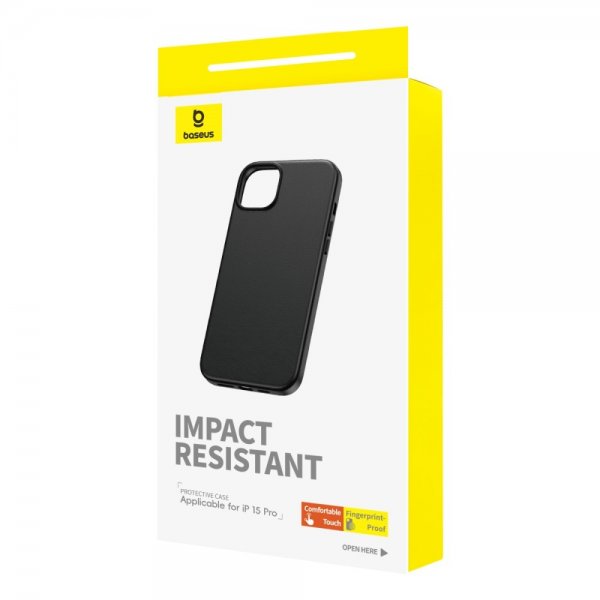 Baseus iPhone 15 Pro Deksel Fauxther Series Svart