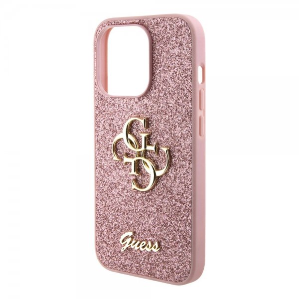 Guess iPhone 15 Pro Deksel Fixed Glitter Rosa
