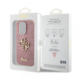 Guess iPhone 15 Pro Deksel Fixed Glitter Rosa