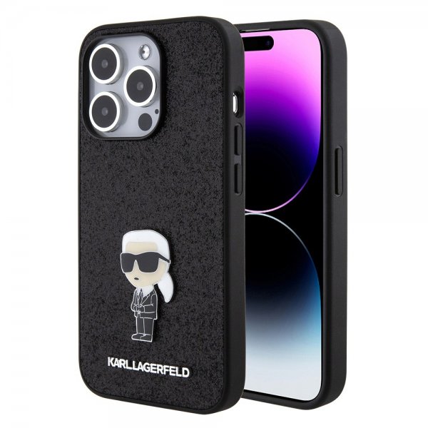 Karl Lagerfeld iPhone 15 Pro Deksel Fixed Glitter Svart