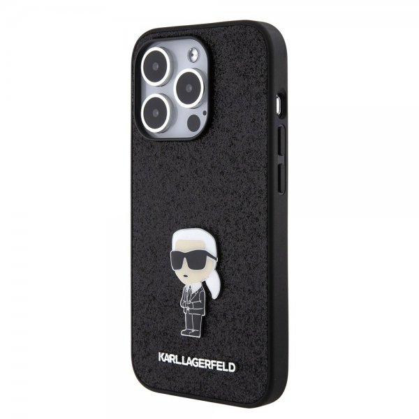 Karl Lagerfeld iPhone 15 Pro Deksel Fixed Glitter Svart
