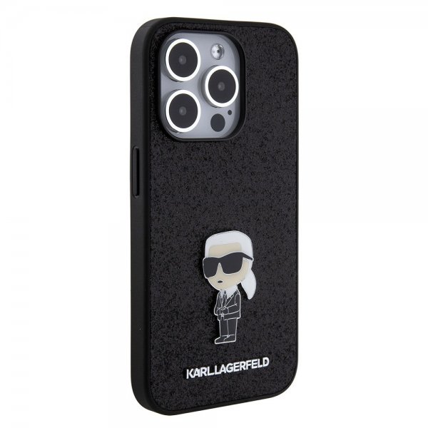 Karl Lagerfeld iPhone 15 Pro Deksel Fixed Glitter Svart