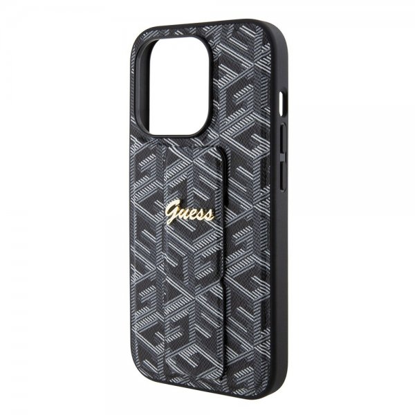 Guess iPhone 15 Pro Deksel G Cube Grip Stand Svart