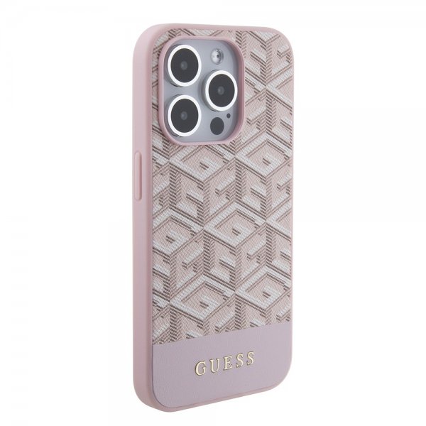 Guess iPhone 15 Pro Deksel G Cube MagSafe Rosa