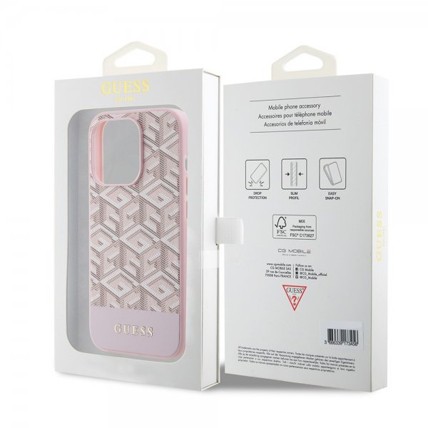 Guess iPhone 15 Pro Deksel G Cube MagSafe Rosa