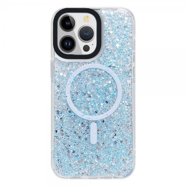 iPhone 15 Pro Deksel Glitter MagSafe Blå