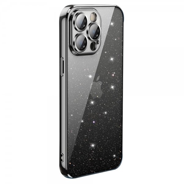 X-Level iPhone 15 Pro Deksel Glitter Transparent Svart