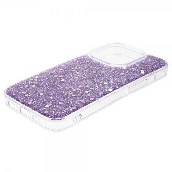 iPhone 15 Pro Deksel Glitterpaljetter Lilla