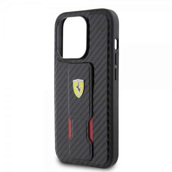 Ferrari iPhone 15 Pro Deksel Grip Stand Function Svart