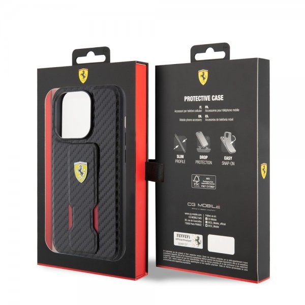 Ferrari iPhone 15 Pro Deksel Grip Stand Function Svart