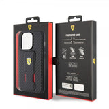 Ferrari iPhone 15 Pro Deksel Grip Stand Function Svart