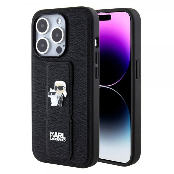 Karl Lagerfeld iPhone 15 Pro Deksel Grip Stand Function Svart
