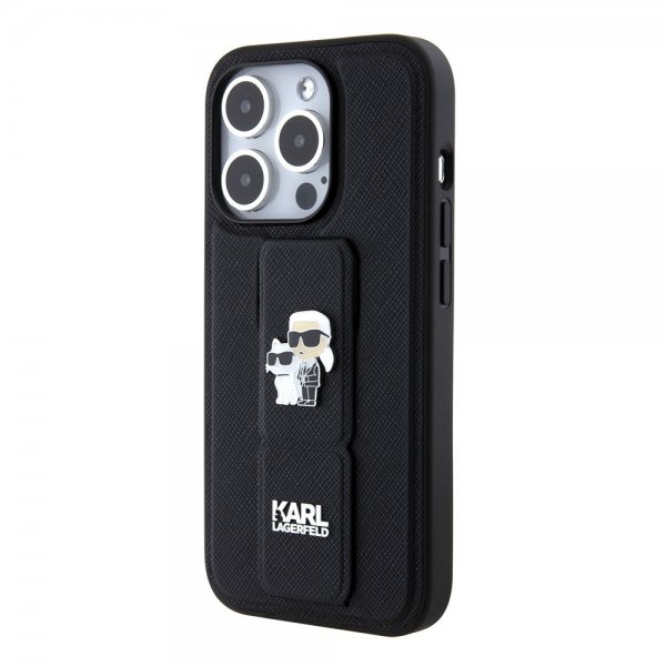 Karl Lagerfeld iPhone 15 Pro Deksel Grip Stand Function Svart