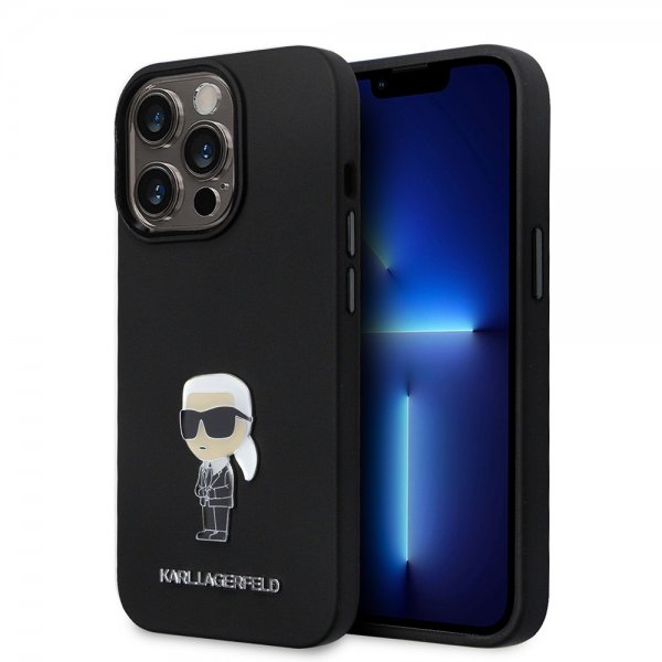 Karl Lagerfeld iPhone 15 Pro Deksel Ikonik Metal Pin Svart