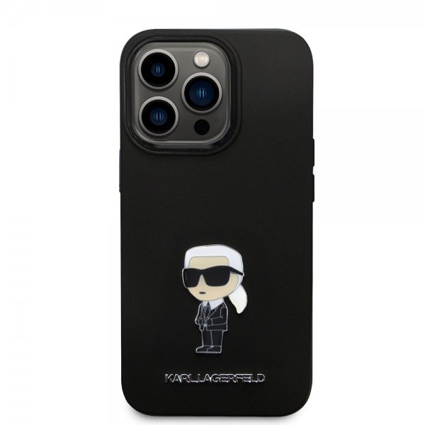 Karl Lagerfeld iPhone 15 Pro Deksel Ikonik Metal Pin Svart