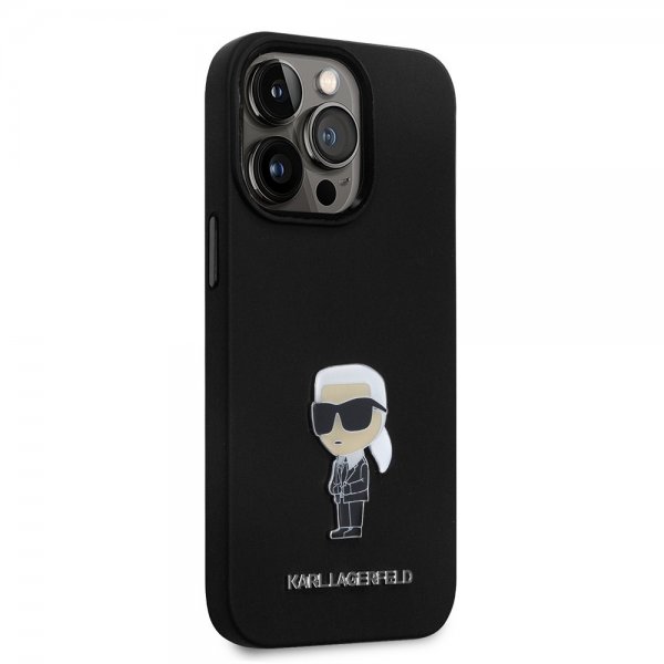 Karl Lagerfeld iPhone 15 Pro Deksel Ikonik Metal Pin Svart