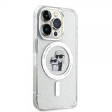 Karl Lagerfeld iPhone 15 Pro Deksel Karl & Choupette Glitter MagSafe Transparent
