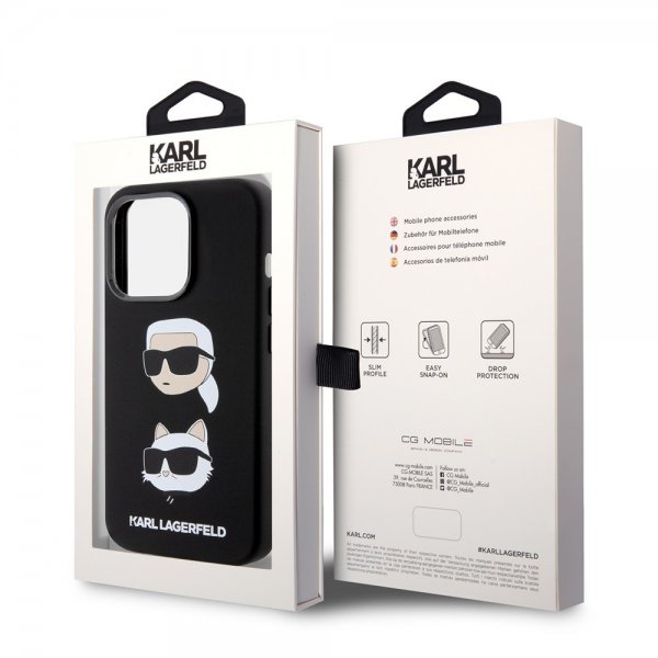 Karl Lagerfeld iPhone 15 Pro Deksel Karl & Choupette Svart