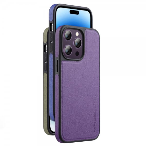 X-Level iPhone 15 Pro Deksel Kunstlæder MagSafe Lilla