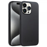 Qialino iPhone 15 Pro Deksel Kunstlæder MagSafe Svart