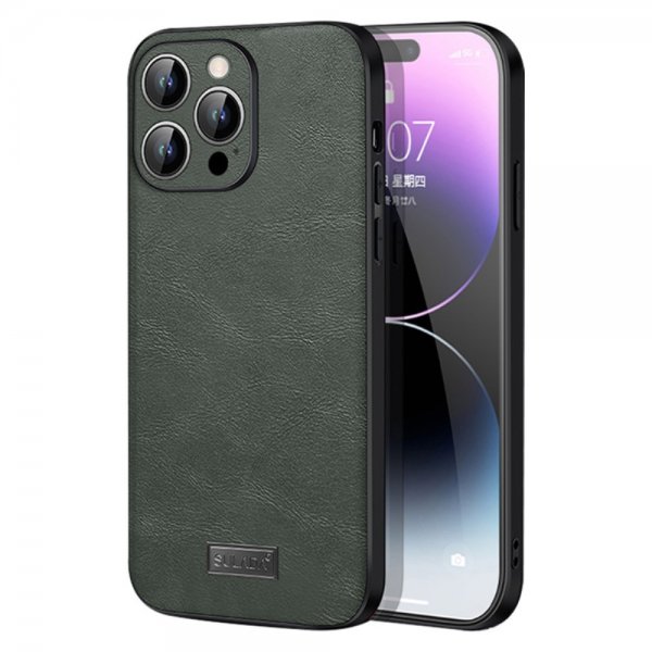 Sulada iPhone 15 Pro Deksel Skinntekstur Grønn