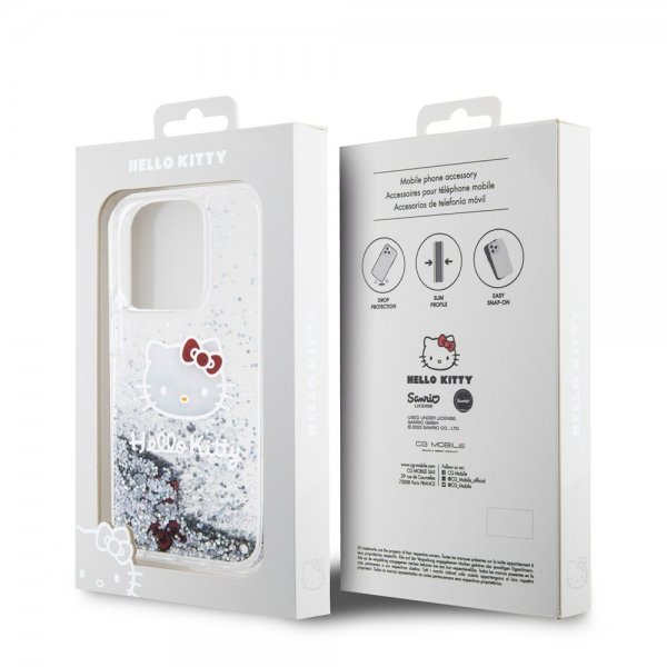 Hello Kitty iPhone 15 Pro Deksel Liquid Glitter Translucent