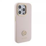 Guess iPhone 15 Pro Deksel Liquid Silicone Metal Logo Rosa