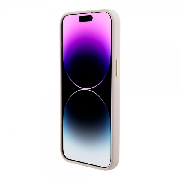 Guess iPhone 15 Pro Deksel Liquid Silicone Metal Logo Rosa