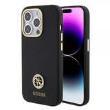 Guess iPhone 15 Pro Deksel Liquid Silicone Metal Logo Svart