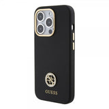 Guess iPhone 15 Pro Deksel Liquid Silicone Metal Logo Svart