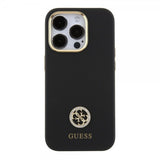 Guess iPhone 15 Pro Deksel Liquid Silicone Metal Logo Svart