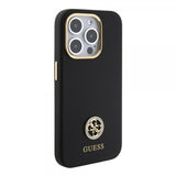 Guess iPhone 15 Pro Deksel Liquid Silicone Metal Logo Svart