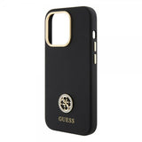 Guess iPhone 15 Pro Deksel Liquid Silicone Metal Logo Svart