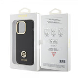 Guess iPhone 15 Pro Deksel Liquid Silicone Metal Logo Svart