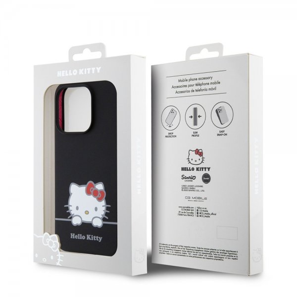 Hello Kitty iPhone 15 Pro Deksel Liquid Silicone Svart