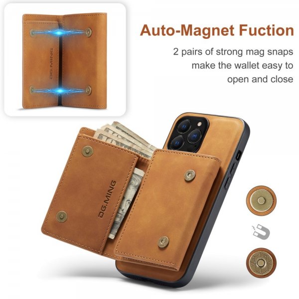 Dg.Ming iPhone 15 Pro Deksel M1 Series Avtakbart Kortholder Brun