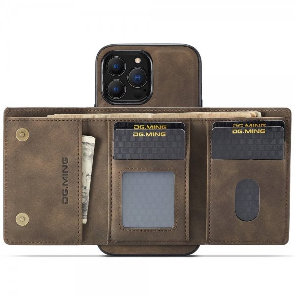 Dg.Ming iPhone 15 Pro Deksel M1 Series Avtakbart Kortholder Kaffe