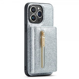 Dg.Ming iPhone 15 Pro Deksel M3 Series Avtakbart Kortholder Glitter Sølv