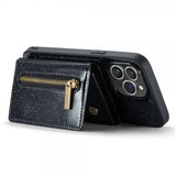 Dg.Ming iPhone 15 Pro Deksel M3 Series Avtakbart Kortholder Glitter Svart