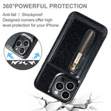 Dg.Ming iPhone 15 Pro Deksel M3 Series Avtakbart Kortholder Glitter Svart