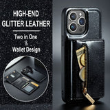 Dg.Ming iPhone 15 Pro Deksel M3 Series Avtakbart Kortholder Glitter Svart