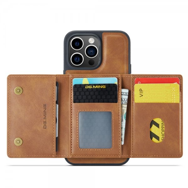 Dg.Ming iPhone 15 Pro Deksel M5 Series Avtakbart Kortholder Brun