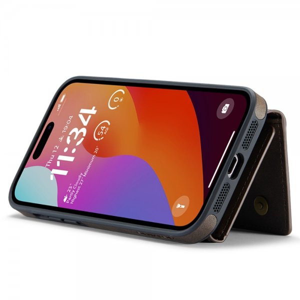 Dg.Ming iPhone 15 Pro Deksel M5 Series Avtakbart Kortholder Kaffe