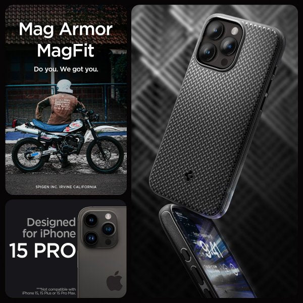 Spigen iPhone 15 Pro Deksel Mag Armor MagFit Matte Black