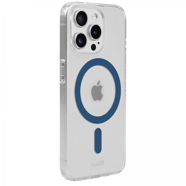 holdit iPhone 15 Pro Deksel MagSafe Case Denim Blue Transparent