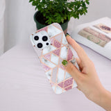 iPhone 15 Pro Deksel Marmormønster Rosa Grå